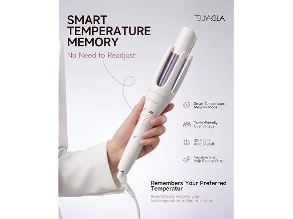 TSUYAGLA White 1"-1.25"-1.5" Barrels Automatic Curling Iron