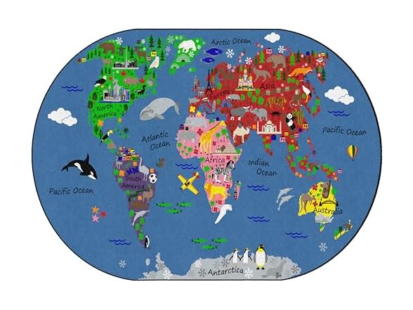 Flagship Carpets World Traveler Classroom Educational Area Rug