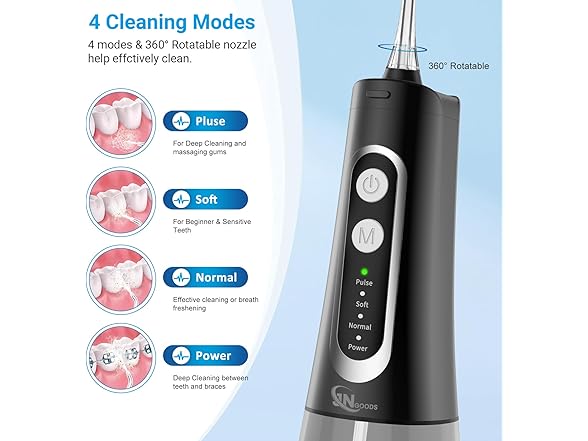 JNGOODS Cordless Water Dental Flosser