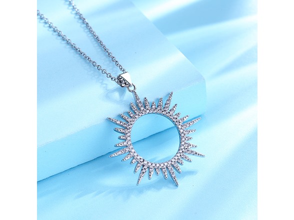Silver Sunburst Pendant Necklace