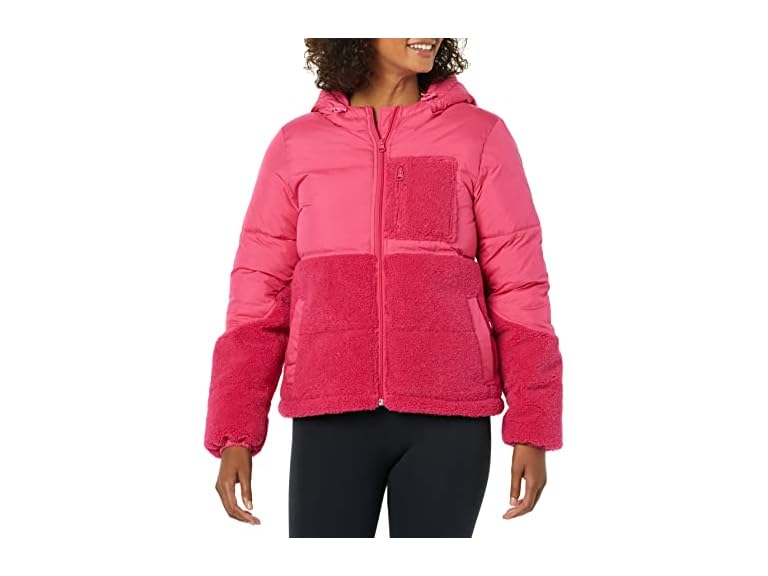 Amazon Essentials Womens Full Zip Sherpa Fleece Hooded Puffer Jacket