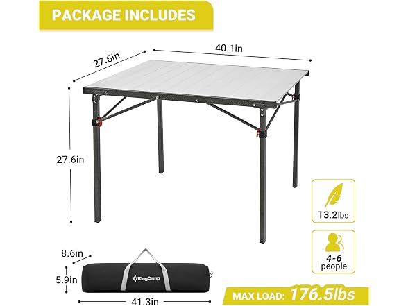 KingCamp Compact Aluminum Alloy Folding Table