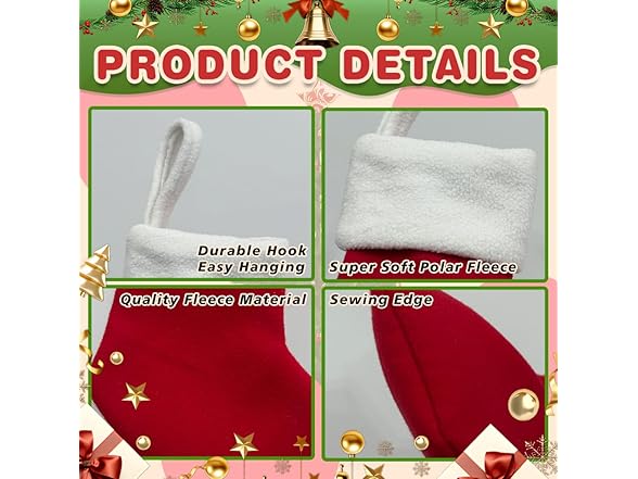 12Pack Mini Christmas Stockings 7" Traditional Xmas Stocking