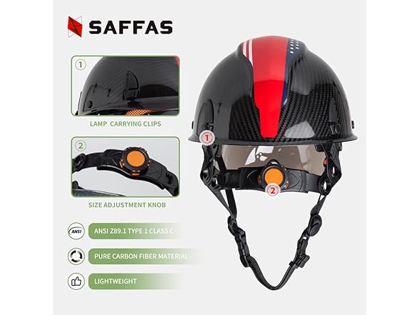 SAFFAS Carbon Fiber Hard HAT with Brim