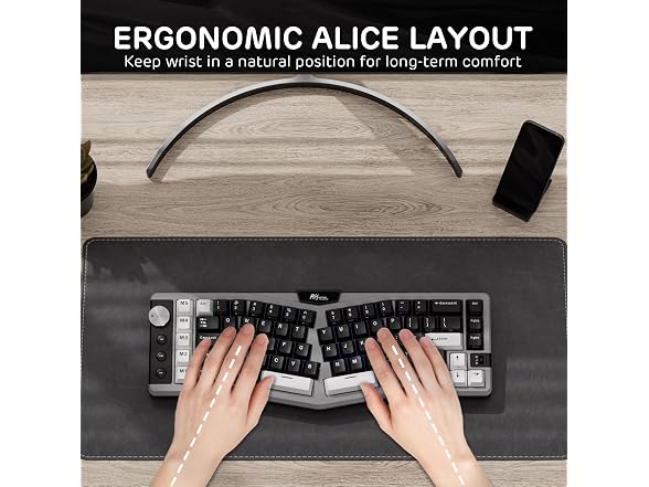 RK ROYAL KLUDGE A72 Alice Ergonomic Wireless Keyboard