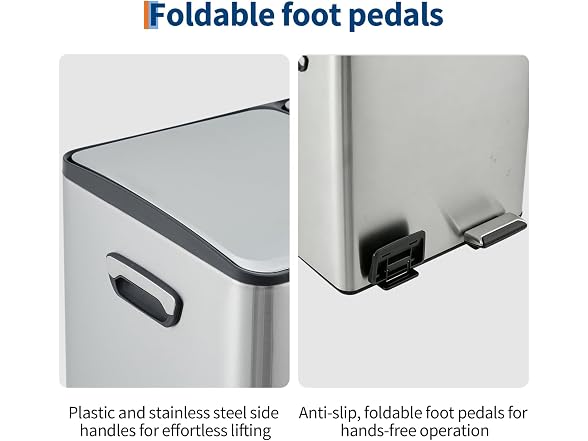Dual Compartment Stainless Steel Kitchen Trash Can 40L (2 x 20L) Silver