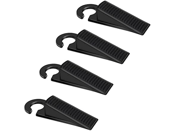 Door Stoppers 4Pk Rubber Wedge Black