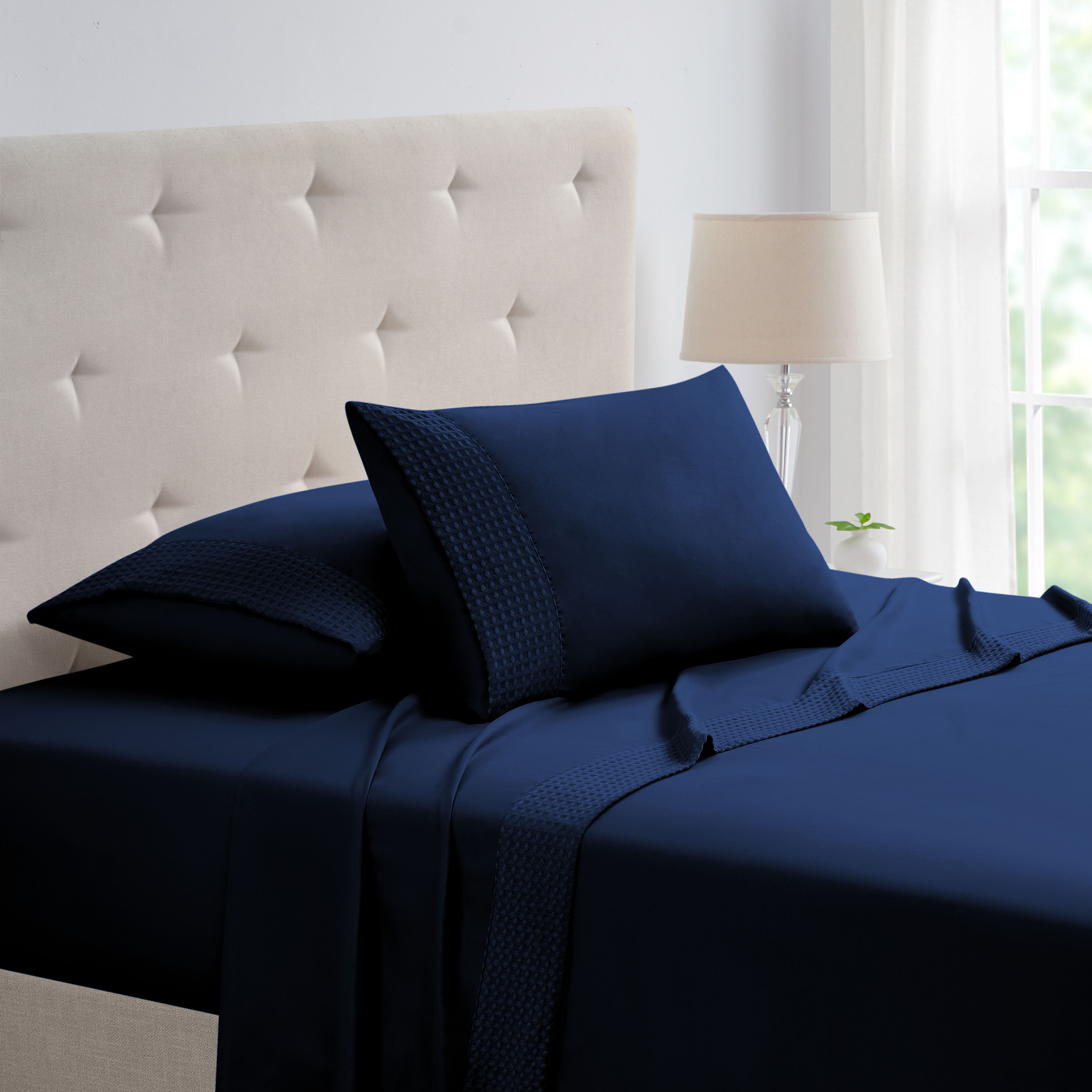 Rayon From Bamboo 4Pc 1800 Count Waffle Hem Sheet Set - Gallery 16