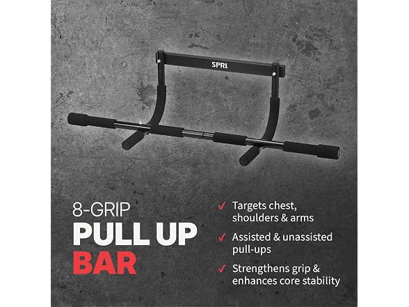 SPRI Pull-Up Bar, 8-Grip Door Frame