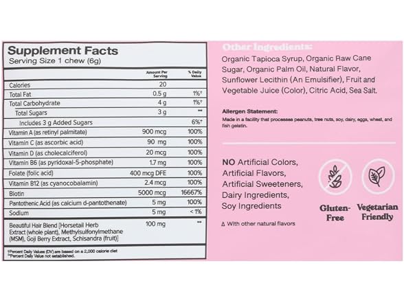 Chewsy Chews Beautiful Hair Soft Chews 6 Ct