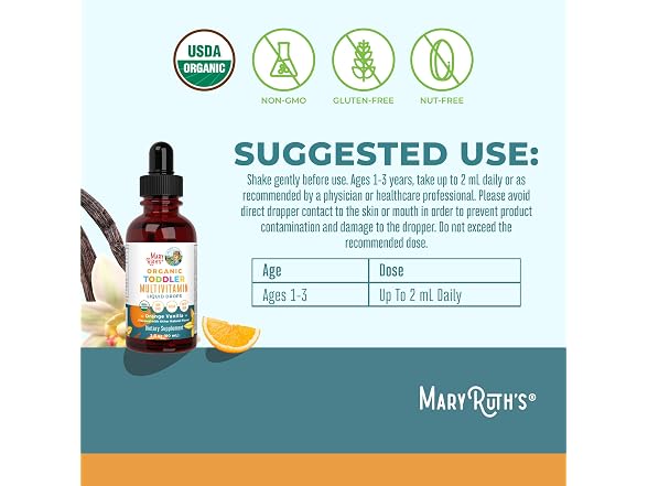 MaryRuths Organics Toddler Multivitamin Drops 2oz