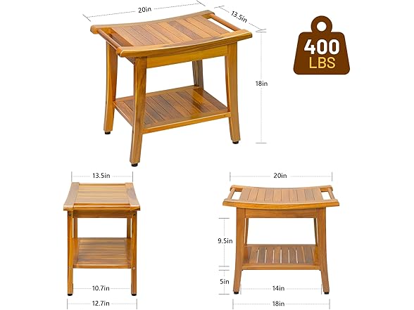 GRBEEVIITEK Teak Shower Bench
