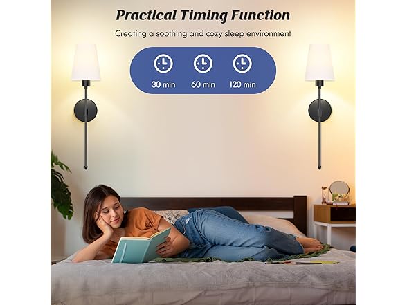 VerRon Battery Operated Wall Sconces Set of 2, Black