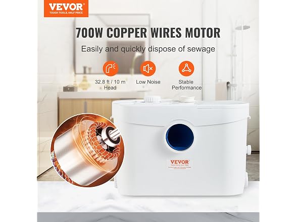 Macerator Pump, 700W, 9600 L/h Flow, 32.8 ft/10