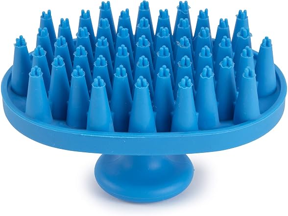 Dexas BrushBuster Silicone Gentle Dog Grooming Brush, Blue