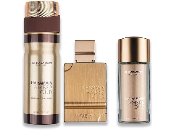 Al Haramain Amber Oud - Gold Edition Gift Set, Unisex, 3-Piece Set