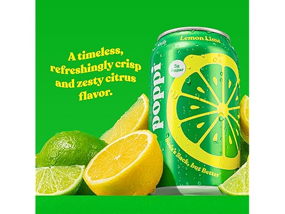 1CT Poppi Sparkling Prebiotic Soda Beverage Lemon Lime
