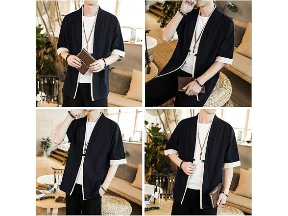 Haorun Men (3XL) Japanese Short-Sleeved Kimono Top