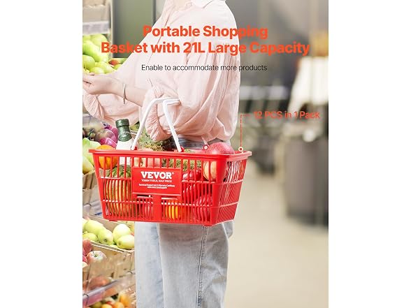 Shopping Baskets, 12-Pack, Red, Sturdy