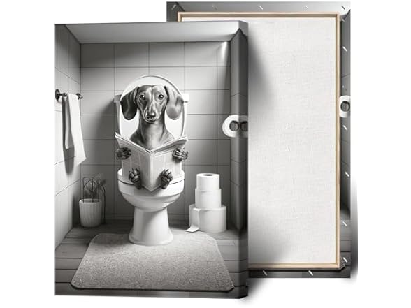 Funny Bathroom Dachshund Dog Wall Art