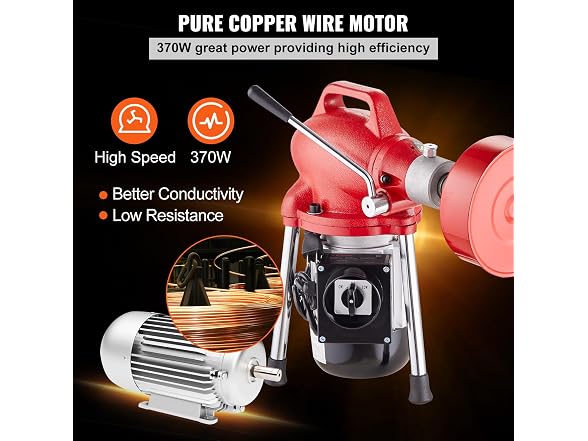 Drain Cleaner Machine 120FT x 5/8 Inch, 370W