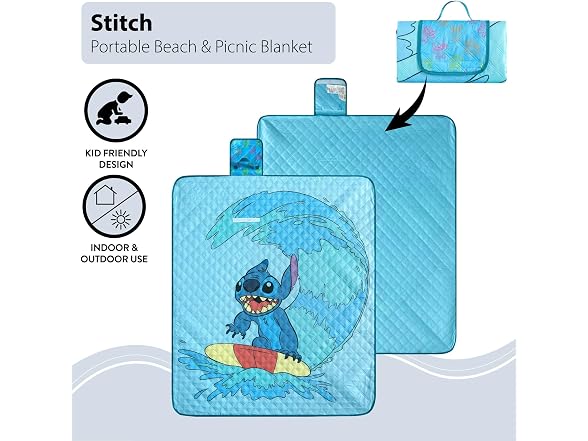 Disney Stitch Surf Kids Travel Mat for Indoor/Outdoor Use