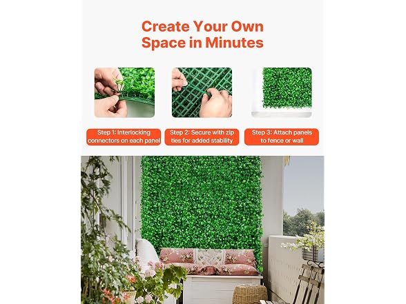 Artificial Boxwood Panel UV 24pcs Boxwood Hedge