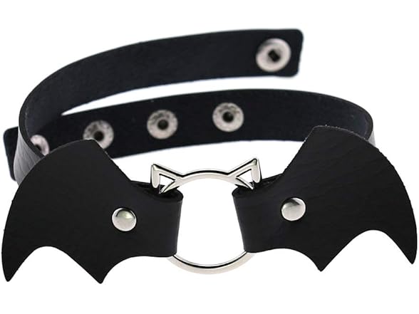 Punk Demon Wings Black Leather Choker