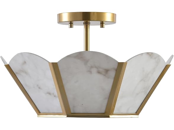 Gold Semi Flush Mount Chandelier Light for Kitchen, 15"