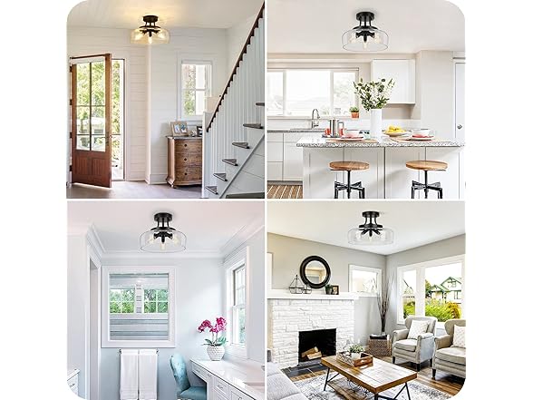 TOBUSA B0BDFDJBQ5 3-Light Black Ceiling Light