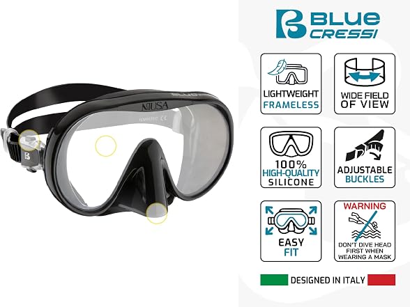 Cressi Musa Frameless Dive Mask, Blue Navy