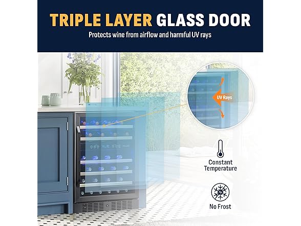 Newair Built-in Dual Zone Wine Fridge - 46 Bottles