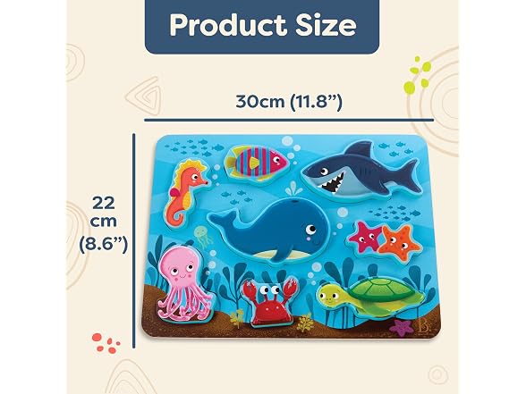 B. toys – Peek & Explore – Under The Sea – Wooden Chunky Puzzle