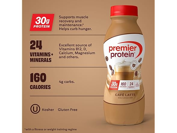Premier Protein Shake Café Latte, 12 Pack
