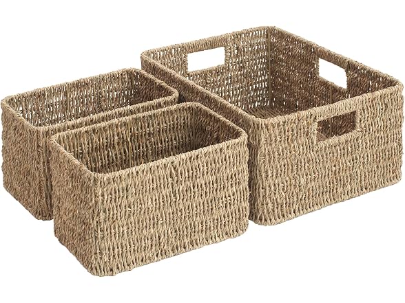 CROS Set of 3 Seagrass Storage Baskets Kitchen (Natural)