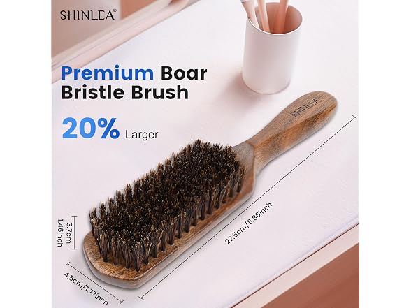 Boar Bristle Hair Brush for Men, Beard