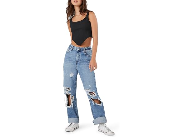 Forever 21 (L) Seamless Curve-Hem Cropped Top