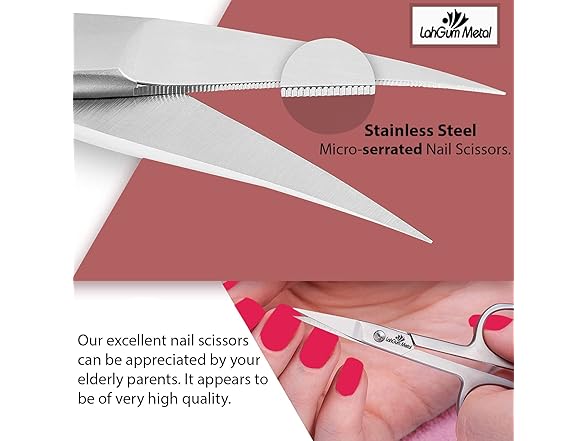 LahGum Metal Small Curved Nail Scissors For Nail Tip