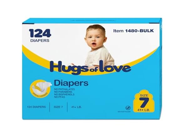 Dynarex Hugs-of-Love Diapers Size 7 124ct