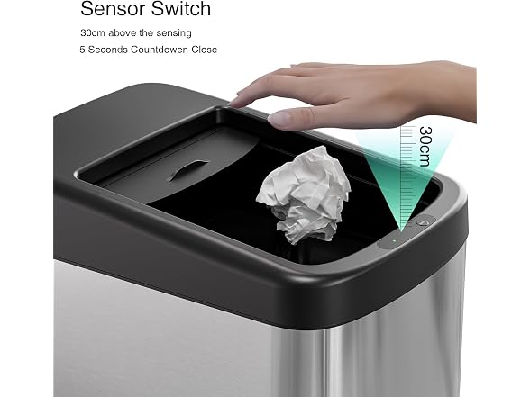 ELLO&ALLO 13 Gallon Kitchen Trash Can with Roll Up Lid