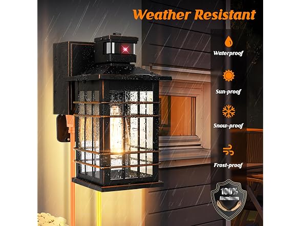 Porch Lights with GFCI Outlet, 2-Pack Motion Sensor