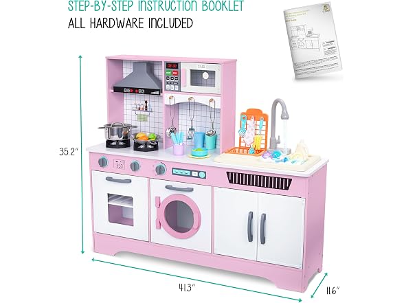 Wide Kitchen Set with Laundry Pink