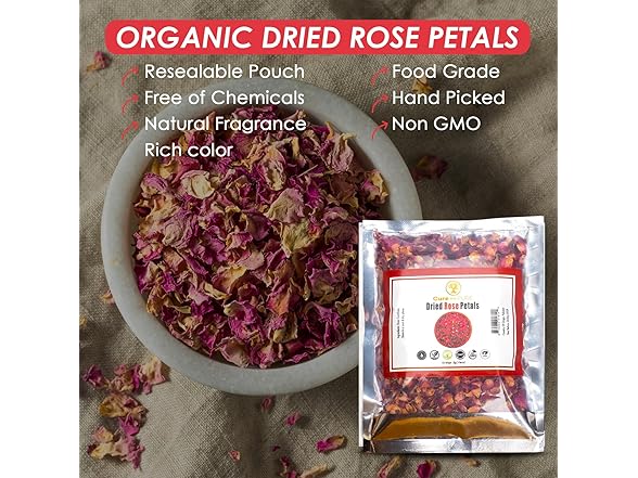 Cure Wid Pure Certified Organic Dried Rose Petals 1 oz