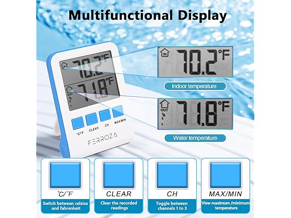 FERROZA Wireless Pool Thermometer