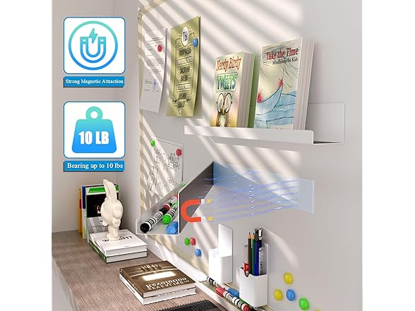 Magnetic Book Shelf 2pk White