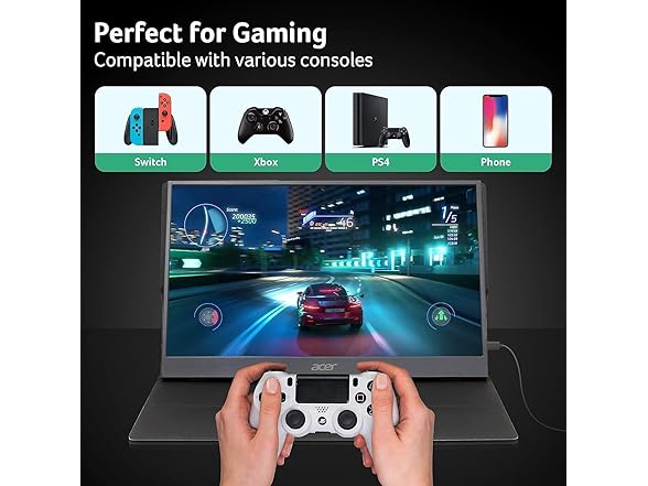 acer PM161Q Bbmiuux 15.6" Full HD 1920 x 1080 IPS Business Slim Portable Monitor | AMD FreeSync | External Monitor for Laptop PC Mac I Two 1W Speakers | 2 - USB 3.1 Type-C Ports & 1 - Mini HDMI (Open Box)