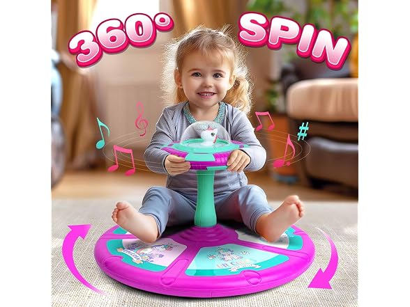 RMOKA Unicorn Sit & Spin Toy w/ LED & Music Purple