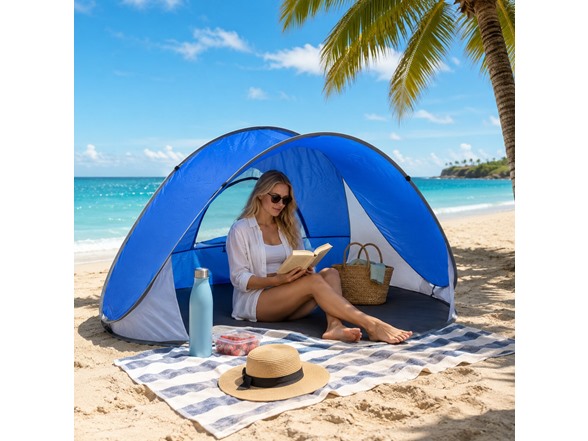 Pop-Up Beach Tent w/ Carry Bag - Red