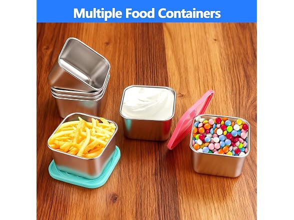 EKACO 6 Pack 180ml/6oz Stainless Steel Snack Containers 