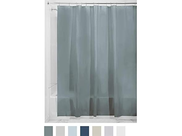 iDesign PEVA Shower Curtain Liner, Smoke